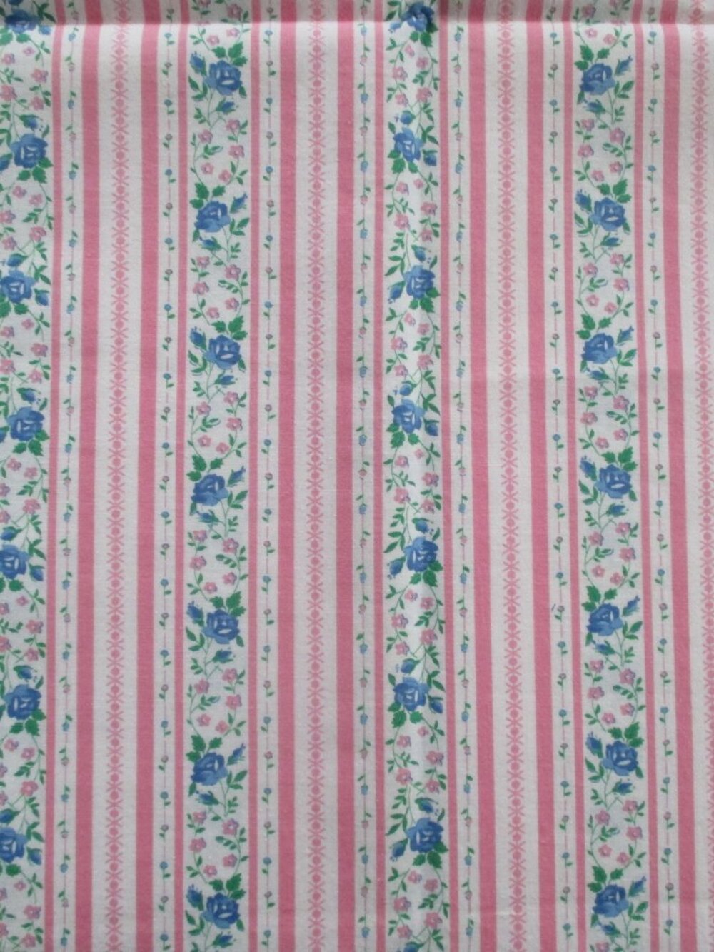 Vintage Pillow Ticking Fabric 29" x 50" Cotton Pink and Blue